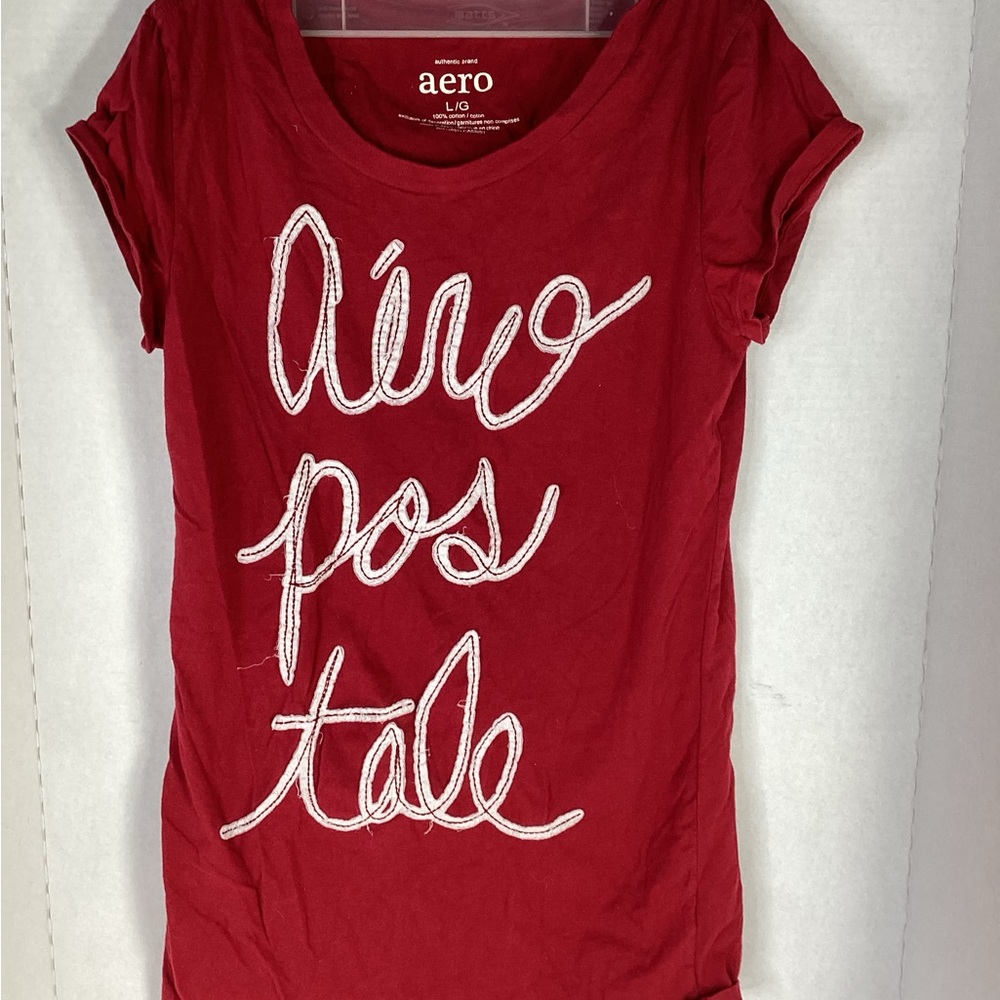 Aeropostale Juniors Red Script Tee size L